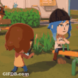 Girl With Blue Hair On Seesaw GIF