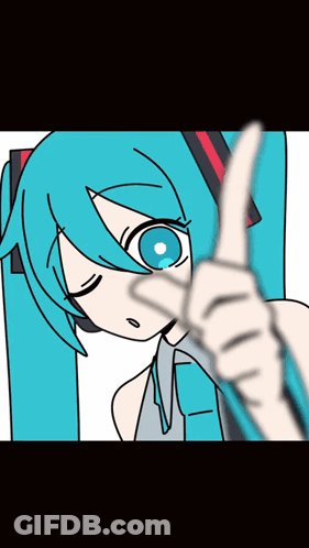 Girl With Blue Hair Pointing GIF