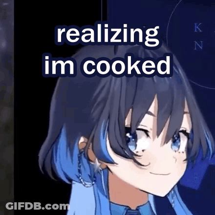 Girl With Blue Hair Realizing Im Cooked GIF