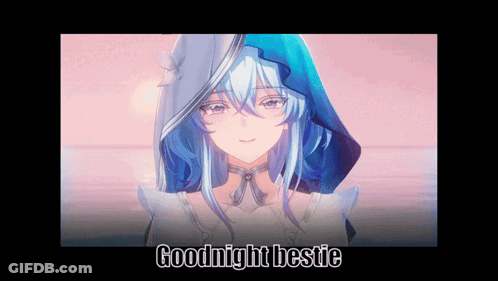 Girl With Blue Hair Saying Goodnight Bestie GIF