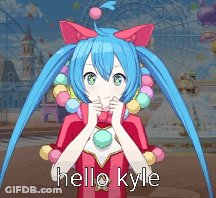 Girl With Blue Hair Saying Hello Kyle GIF