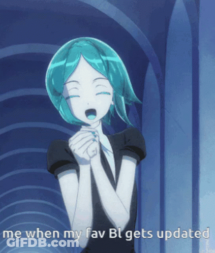 Girl With Blue Hair Saying Me When My Fav Bl Gets Updated GIF