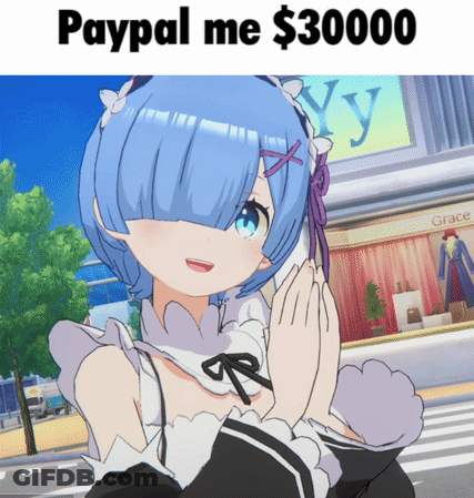 Girl With Blue Hair Saying PayPal Me $30000 GIF