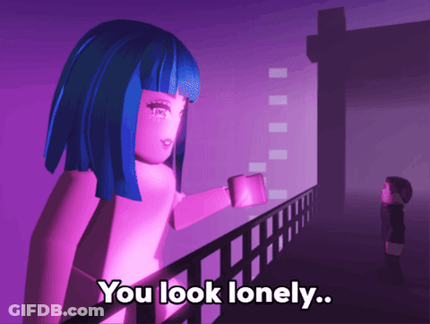 Girl With Blue Hair Saying You Look Lonely GIF