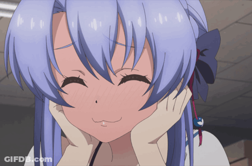 Girl With Blue Hair Smiling GIF