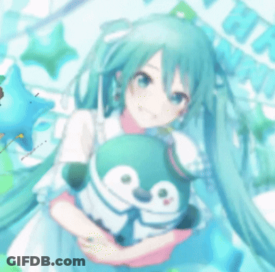 Girl With Blue Hair Surrounded By Colorful Sticks GIF