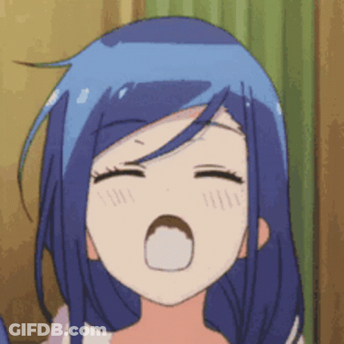 Girl With Blue Hair Yawning GIF