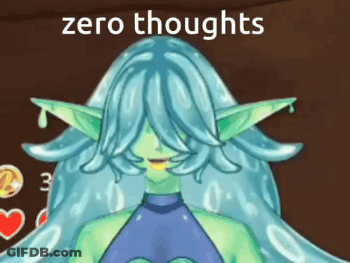 Girl With Blue Hair Zero Thoughts GIF