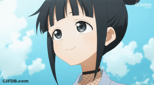 Girl With Blue Sky And Bibili Text GIF