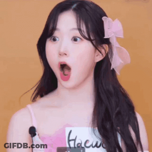 Girl With Bow And Haewon Name Tag GIF