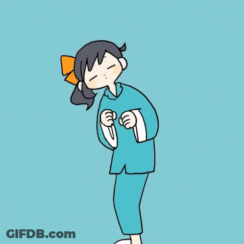 Girl With Bow In Hair And Blue Pajamas GIF