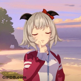 Girl With Bow Standing On Beach GIF