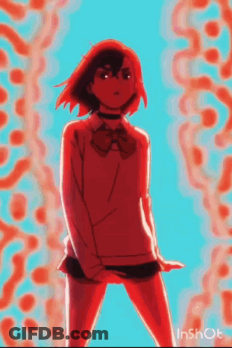 Girl With Bow Tie In Colorful Background GIF