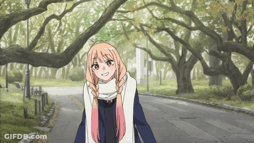 Girl With Braids Walking Down Road GIF