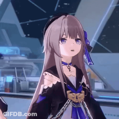 Girl With Brown Hair And Blue Eyes In Black Dress GIF