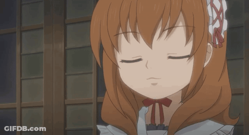 Girl With Brown Hair And Red Bow Smiling Eyes Closed GIF