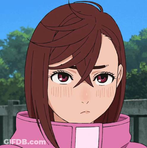 Girl With Brown Hair And Red Eyes GIF