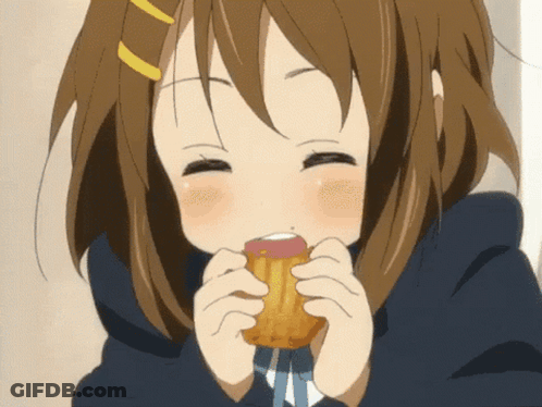 Girl With Brown Hair Eating Food GIF