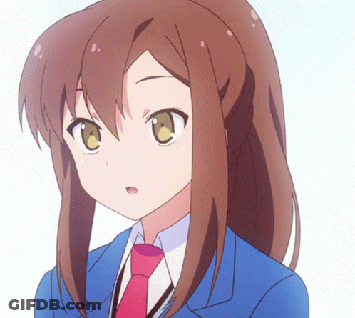Girl With Brown Hair In Blue Jacket And Pink Tie GIF