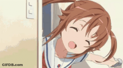 Girl With Brown Hair Standing In Doorway GIF