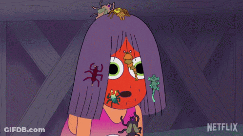 Girl With Bugs In Hair And Netflix Logo GIF