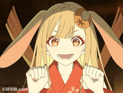 Girl With Bunny Ears And Crescent Moon On Head GIF