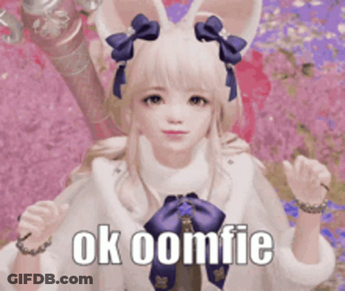 Girl With Bunny Ears In White Coat Ok Oomfie GIF