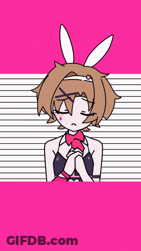 Girl With Bunny Ears Saying Down With Above GIF