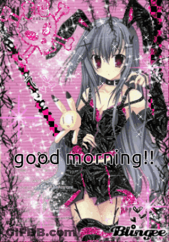 Girl With Bunny Ears Saying Good Morning GIF