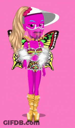Girl With Butterfly Wings And Hat GIF