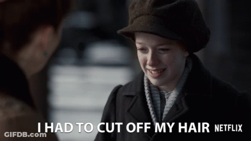 Girl With Caption I Had To Cut Off My Hair GIF