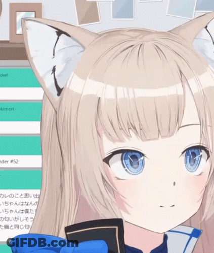 Girl With Cat Ear And Blue Bow GIF