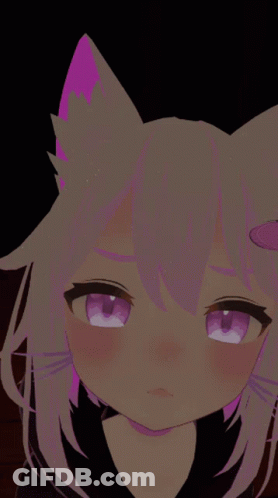 Girl With Cat Ear And Purple Eyes GIF