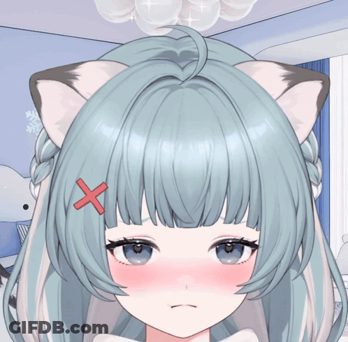 Girl With Cat Ear And Red Cross Hair GIF