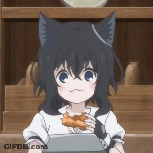 Girl With Cat Ear Eating Food GIF