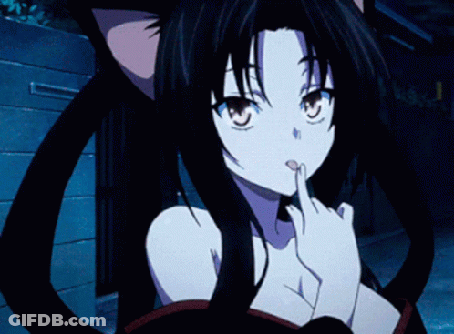 Girl With Cat Ear Holding Finger To Lips GIF