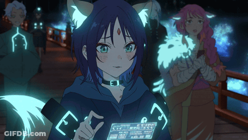 Girl With Cat Ear Holding Paper Saying Escape GIF