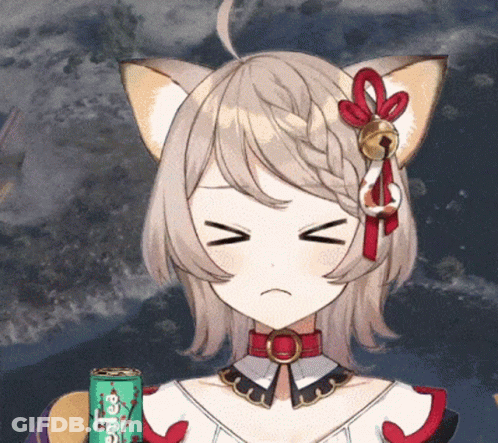 Girl With Cat Ear Holding Sprite GIF