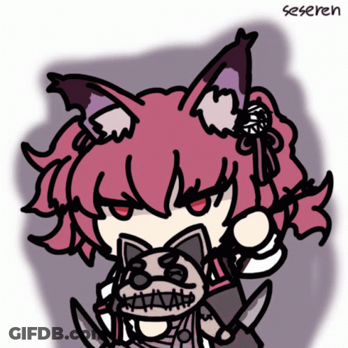 Girl With Cat Ear Holding Stuffed Animal Seseren GIF