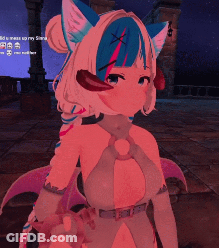 Girl With Cat Ear In Front Of Sign Saying Did U Mess Up My Sinna GIF