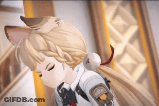 Girl With Cat Ear In White Shirt GIF