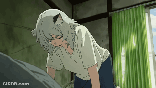 Girl With Cat Ear Looking Down GIF