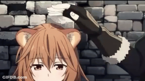 Girl With Cat Ear Standing In Front Of Stone Wall GIF