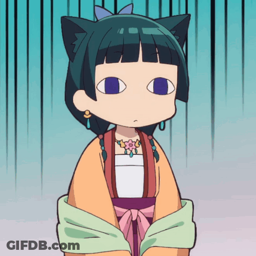 Girl With Cat Ears And Flower Necklace GIF