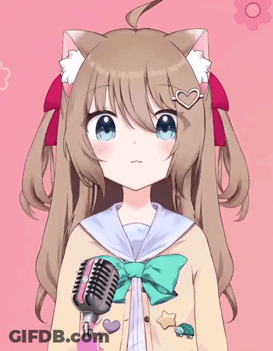 Girl With Cat Ears And Heart Hair Clip GIF