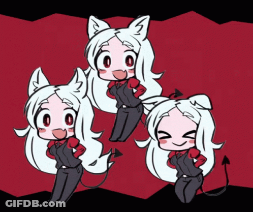 Girl With Cat Ears And Horns GIF