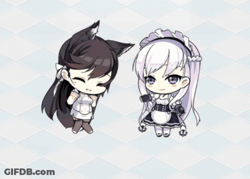 Girl With Cat Ears And Maid Dress GIF