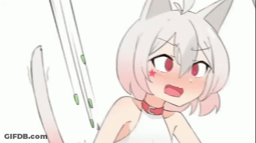Girl With Cat Ears And Red Collar GIF