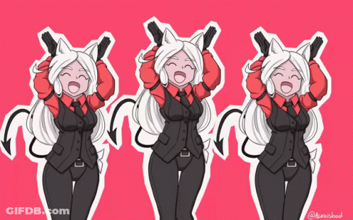 Girl With Cat Ears And Tail Titled Aurora Cloud GIF