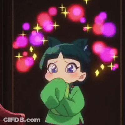 Girl With Cat Ears By Window With Hearts And Stars GIF